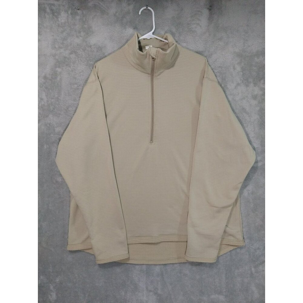 Kenyon Shirt Mens XL Beige Waffle Knit Thermal 1/4 Zip Long Sleeve Pullover
